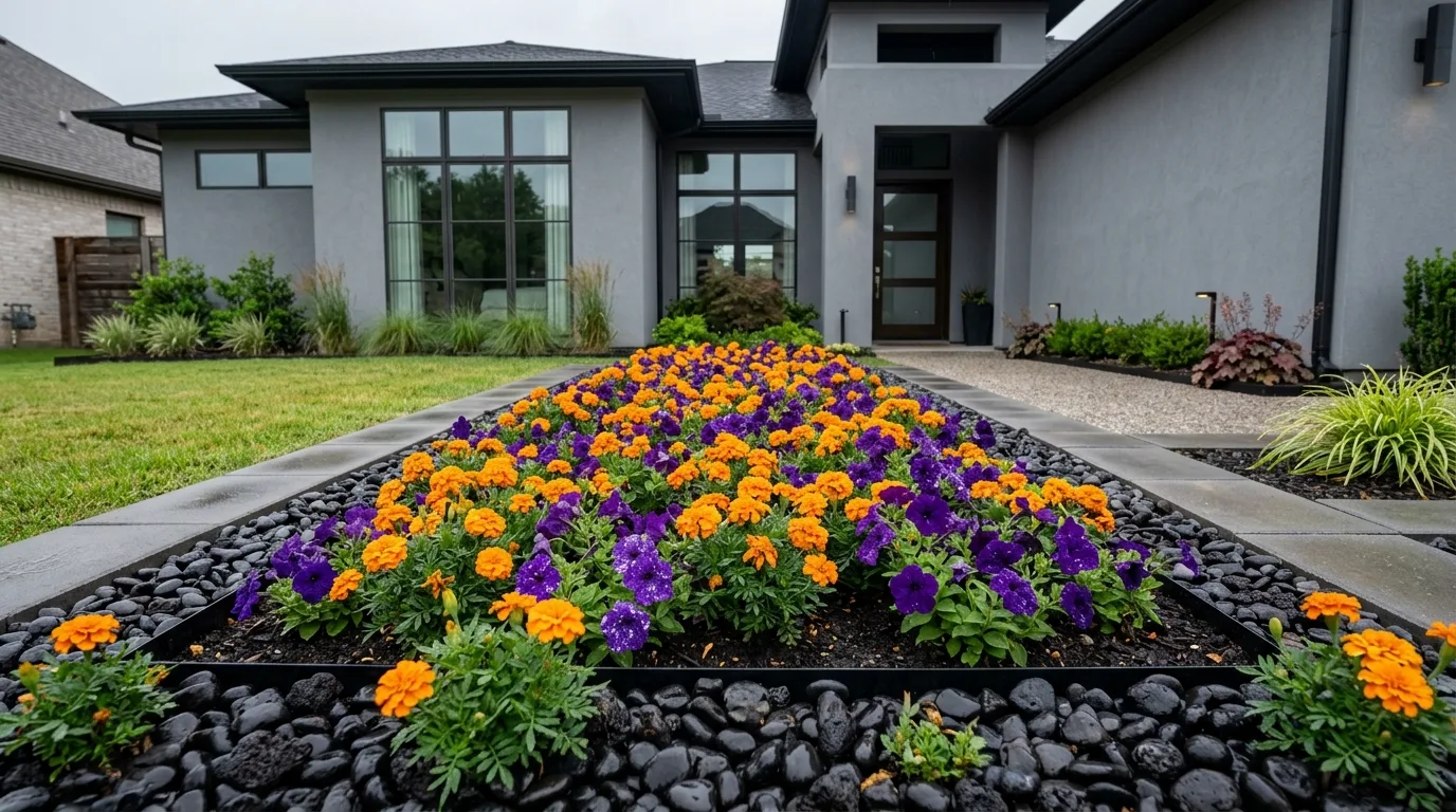 River Rock Flower Bed